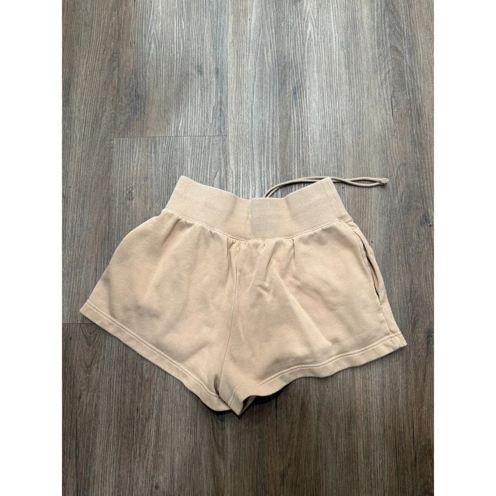 Nike Sportswear Phoenix Fleece High Rise Shorts Tan Beige Womens Small 4015